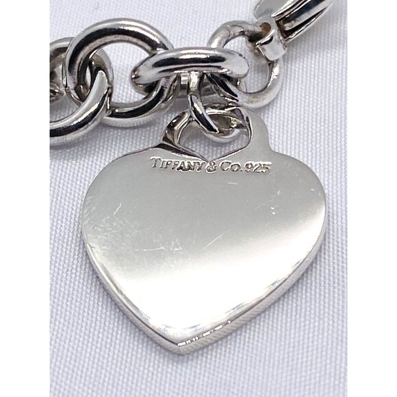 Tiffany & Co Sterling Silver Blank Heart Tag Charm Bracelet 7.75" - Picture 5 of 12